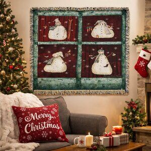 Christmas Snowmen Woven Throw/Blanket Mohawk/Valorie Wenk